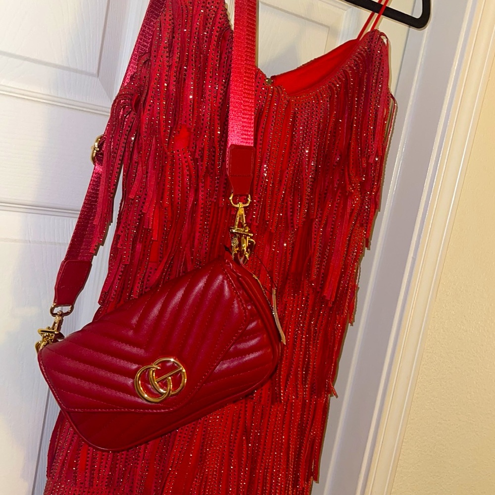🍀BOGO50🍀 🆕❤️🔥 Rhinestone Fringe Faux Leather Mini Dress - Picture 7 of 11